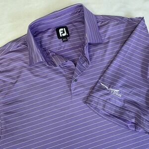 Foot Joy Polo Shirt Mens Medium Lavender Purple Golf Striped FJ Performance Flex